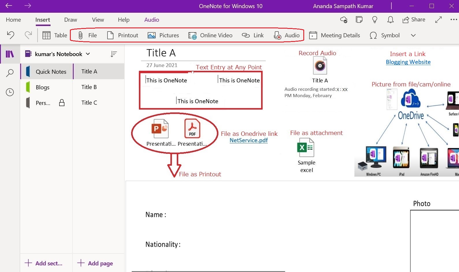 OneNote : Basic To Advanced Guide - Sampath Kumar A